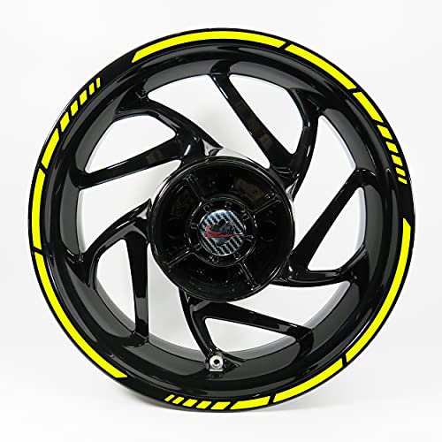 BIKE-label Felgenrandaufkleber Set Neon Gelb Breite 9mm - GP Style für 16'' 17'' 18'' Zoll Auto Motorrad 700901