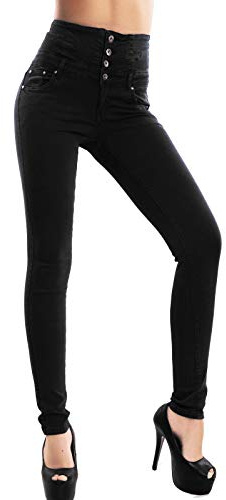 Toocool - Jeans Donna Pantaloni Skinny Vita Alta Sigaretta Colorati Elastici Nuovi M5342 [M,Nero]