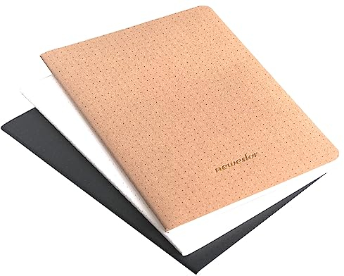 newestor DINA5-Notizbuch / -Tagebuch, 14 x 21 Noppenpapier, 120 Blatt / 240 Seiten, Einband Schwarz/Wei§ / Kraftbraun, 3er Set