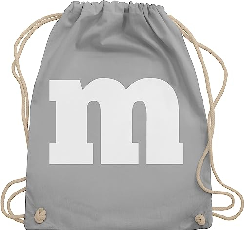 Shirtracer Turnbeutel Rucksack - & Fasching - Taschen - M Aufdruck Karneval I M&M Schokolinse I MM Fastnacht I Fasnacht I Fasnet - Unisize - Hellgrau - wurftaschen karnevalsbeutel faschings m& beutel