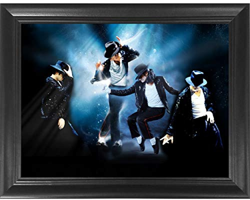 Gerahmtes 3D-Linsenraster-Poster, Motiv: Michael Jackson King of Pop Moonwalk, 36,8 x 47 cm, unglaublich lebensecht, gerahmt, 3D-Kunstbilder, Linsenraster-Poster, cooles Art-Deco, einzigartige