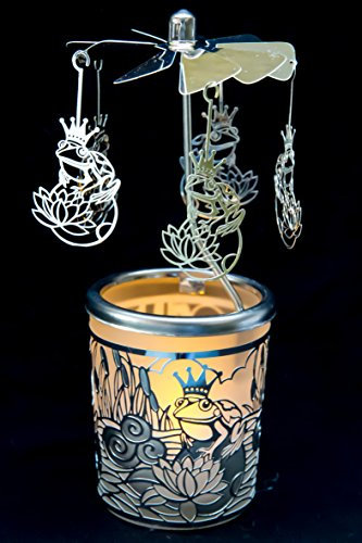 hegro-grosshandel Pyramide/Rondell Silber Teelichtglas im Geschenkkarton Set inkl. Dufthänger (Froschkönig)