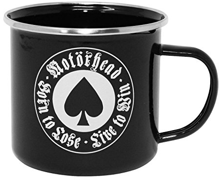Klangundkleid Close Up Motörhead Tasse Born to LOSE Emaille Kaffeebecher - schwarz, Bedruckt, aus Stahl, emailliert, Fassungsvermögen 500 ml.