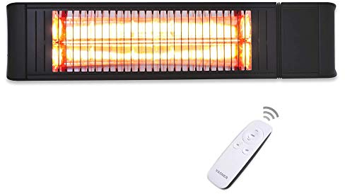 VASNER Teras X20 – Infrarot Heizstrahler 2000 Watt, 6 Heizstufen, abgerundetes Design, elektrischer Infrarotstrahler für Balkon & Terrasse, Outdoor IP65 Schutz & Fernbedienung (Schwarz)