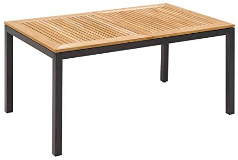 OUTLIV. Ausziehtisch Alpha, Teakholz, Aluminium, Wetterfest, Witterungsbeständig, Ausziehbar auf 210 cm, Rechteckig, 150-210x90 cm, Anthrazit/Natur