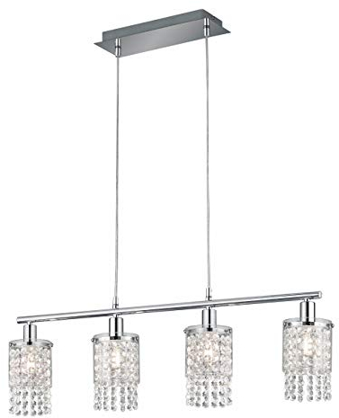 Reality Leuchten Pendelleuchte Posh R30764006, Metall Chrom, Behang Acryl, exkl. 4x E14