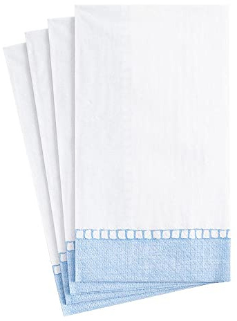Caspari Papierservietten mit Leinenbordüre, Hellblau, 15 Stück pro Packung