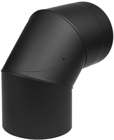 raik Rauchrohrbogen/Ofenrohrbogen 90° Coltherm Doppelwandig mit Isolierung Durchmesser 150 mm mit Reinigungsöffnung Stahlblech Schwarz SH30011494-sw