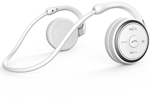 RTUSIA Small Bluetooth Headphones Wrap Around Head - Sports Wireless Headset with Built in Microphone and Crystal-Clear Sound, Foldable and Carried in The Purse, and 12-Hour Battery Life, White