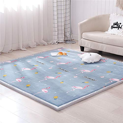 Spielmatte Baby Teppich, 2cm Dicke, Faltbare Baby Krabbelmatte Bodenmatte, Spielteppich rutschfest für Babyzimmer, Spielzimmer, Grau Blau, 100x200cm