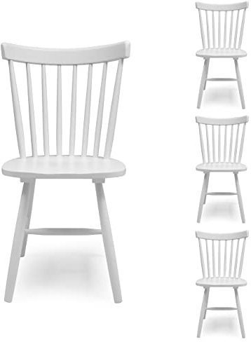Homely – Pack de 4 sillas de Comedor Vicky | sillas para Comedor, Cocina, salón | sillas de Madera y MDF | Diseño clásico, Vintage, nórdico | de 50x52,5x86 cm | Color Blanco