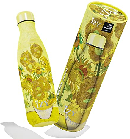 IZY Trinkflasche, Van Gogh, Sonnenblumen, Wasserspende, Thermoskanne, Wasserflasche, Thermobecher, BPA-frei, Trinkflasche aus rostfreiem Stahl, Heiß oder kalt für 12 Stunden, 500 ml