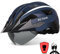 VICTGOAL Fahrradhelm Herren Damen MTB Helm mit Abnehmbarer Magnetische Schutzbrille Visier Atmungsaktiv mit 21 Belüftungskanäle Radhelm Einstellbare Fahrradhelme (XL: 59-63cm, Marine)