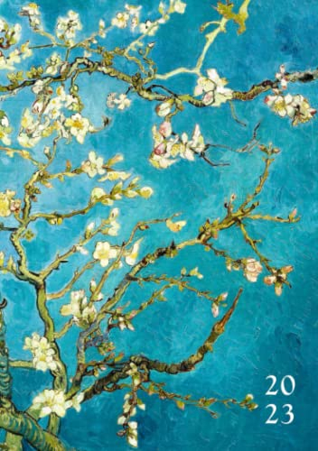 2023: Terminkalender mit Uhrzeiten 6 bis 21 Uhr täglich | 1 Tag auf 1 Seite mit Zeiteinteilung | A5 Tagesplaner mit Zeit | Kalenderbuch Planer ... | Soft-Cover Van Gogh Mandelblüten