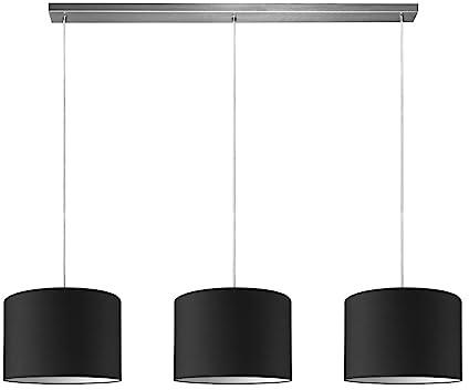 Home Sweet Home Moderne Hängelampe Beam Bling | 121/30/100cm | schwarz | 3-flammige Hängelampe mit Lampenschirmen aus Stoff | für E27 LED-Lampe | für Wohnzimmer, Schlafzimmer