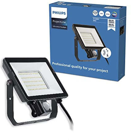 Philips ProjectLine Flutlicht, 50W, 4000K, schwarz, mit Sensor