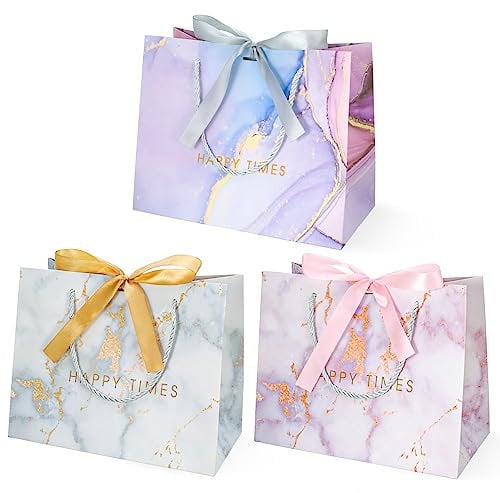 FRIUSATE 3 pieces Gift Bag, Presents Gift Bags with Ribbon Gift Bags Medium Birthday Gift Bag for Presents