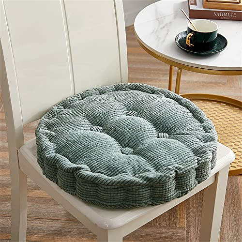 Lukery Stuhlkissen Runden, Baumwolle Weiche Sitzkissen Komfort Stuhlauflage als Stuhl Kissen für Outdoor & Indoor Gartenstuhl, Küche oder Esszimmerstuhl (Grau Grün,45X45CM)