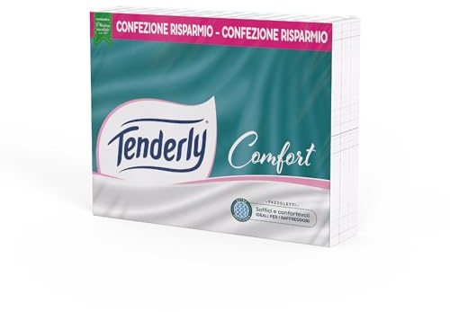 Taschentücher Tenderly Comfort, 30 Packungen mit 9 Taschentüchern mit 4-lagig, weich und strapazierfähig, ideal bei Erkältungen, dermatologisch getestet, 100% Made in Italy
