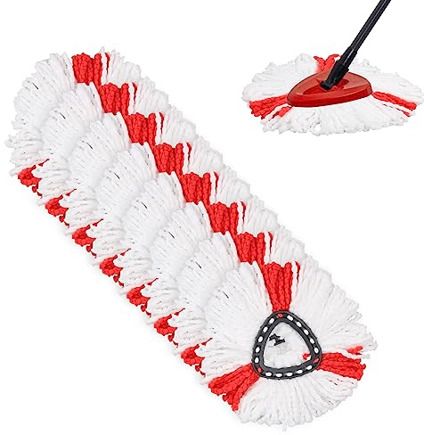 AKOLAFE 8 Stück 30 cm Wischmopp Ersatzköpfe für Vileda Rot-weiß Bodenwischer für Vileda Ersatzbezug Set Hochwertig Ersatz Langlebig Moppkopf Reinigungsstark für Zimmer, Küche
