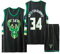 CLZWFZ 34#Basketball Trikot Kit Kinder Fans Trikot Jungen Sportbekleidung Ärmellose Basketballweste Tops und Shorts Sport Set Sommer Trainingsanzug Geschenke für Jungen Grils,Schwarz,S