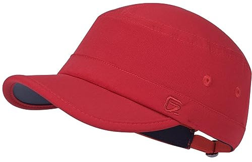 GADIEMKENSD Stretch Army Cap Sport Military Style Sun Hat for Men Women Tripper Cap Summer Cooling Travel Hiking Tactical Cadet Hat Dad Hats Breathable Flat Top Short Bill Corps Hat Red