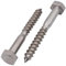 SKIR'CO (10 pz) Tornillos para madera de cabeza hexagonal de acero inoxidable M10 x 80 mm, tornillos de entrenador DIN 571, tornillo hexagonal