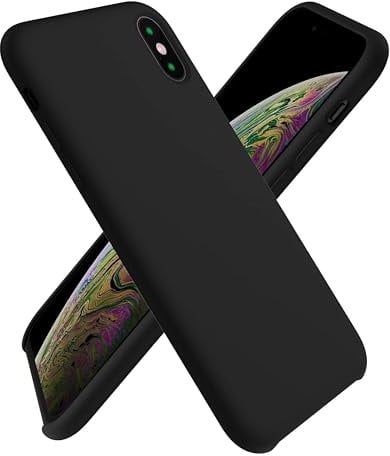 Liquid Silicone Case Designed for iPhone Xs Max Case 6.5 inch, Full Body Protective Covered Silky-Soft Anti-Scratch Gel Rubber Slim Shockproof Cover (Black)