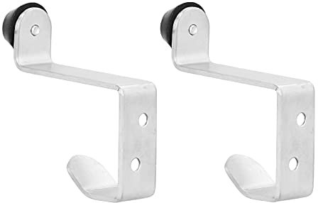 Set of 2 Stainless Steel Door Stoppers with Coat Hooks, Bag Hangers, Office and DIY