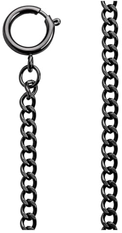 REGENT Herren Taschenuhr Kette 5 mm Breite 31 cm Länge mit Karabiner und Federring Schwarz P-625