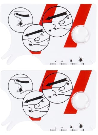 Qaziuy 2 tarjetas de garrapatas con lupa, tarjeta de garrapatas para personas, limpieza rápida de garrapatas, tarjeta de garrapatas para niños y perros