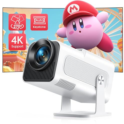 Mini Proiettore 4K Supporto, 20000 Lumen Portatile Videoproiettore Nativo 1080P WIFI Bluetooth TOPTRO Correzione Verticale Automatica Home Theater per IOS/HDMI/PS5/Fire Stick [Ruotabile di 270°]