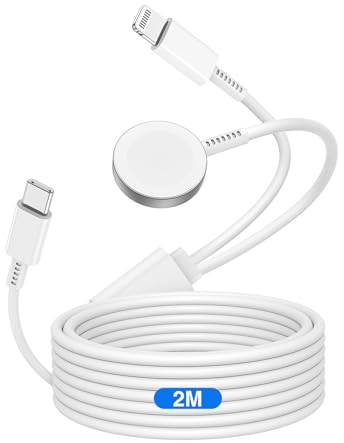 QZVOO Apple Watch Ladekabel 2M,[MFi Zertifiziert] 2 in 1 Apple Watch Ladegerät,20W USB C iPhone Schnellladegeräte für iWatch Serie 10/9/8/7/6/5/4/3/Ultra/Ultra2/SE & iPhone 14/13/12/11-Weiß