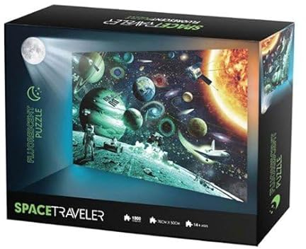 Fluoreszierende Puzzle für Erwachsene 1000 Teile - Leuchtet im Dunkeln, Premium Qualität, Weltraum-, Feuerwerk- und Strandliebhaber
