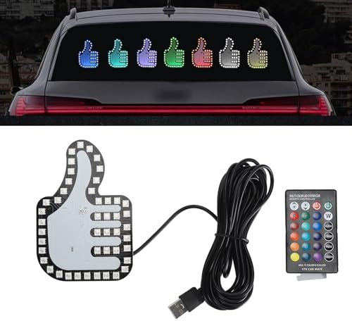 Lumière de Voiture de Geste de Main avec Télécommande, Lumière de Main de Geste de LED, éclairage de Signe de Geste de Fenêtre Arrière Drôle coloré, Gadgets de Voiture