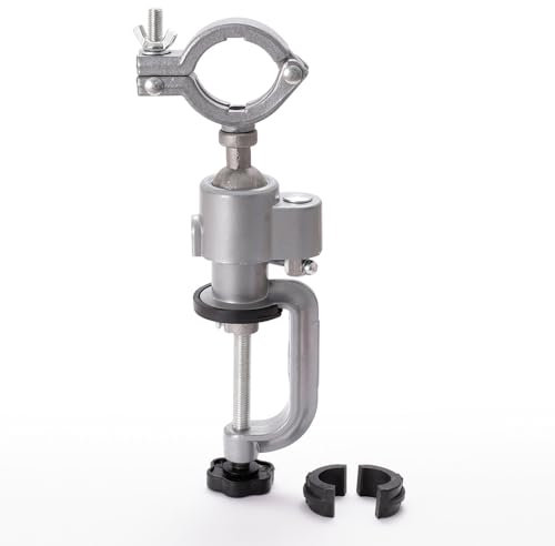 PROFI-PARTNER Drehbarer Schraubstock – Winkelverstellbar dank flexiblen 360 Grad Kugelgelenk, Werkzeug-Adapter, Werkbank- / Tischschraubstock mit Gummi-Klemmen, Sägen/Schleifen/Feilen/Löten