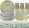 Green and Gold Party Tableware - 201 Piece Golden Dot Dinnerware Set Includes Paper Plates, Napkins, Cups and Tablecloth for Graduation, Wedding, Birthday Parties, Serves 50