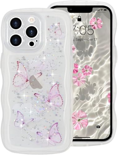miyonsin Glitzer Hülle für iPhone 7 Plus/iPhone 8 Plus, Bling Glitter Schmetterling Stoßfeste Handyhülle für Frauen und Mädchen, Niedliche Glitzernde Schutzhülle für iPhone 7 Plus Klar