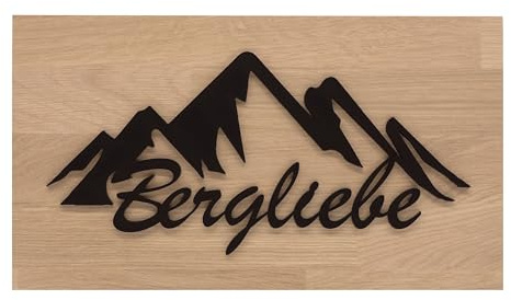 Bergliebe Wandbild aus Holz Eiche | Massivholz | Berge | Berglandschaft | Wanddekoration | Holzbild | Geschenk | 18,5x33 cm Pohmer Design