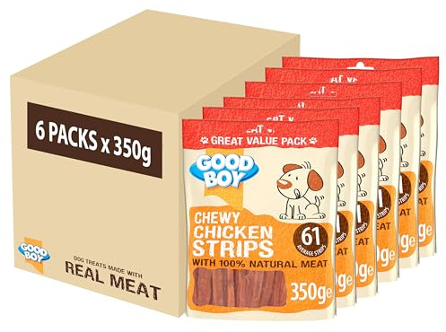 Good Boy Chicken Strips - Natural Dog Treats - Wheat and Cereal Free Recipe - Bulk Box - 6 x 350g