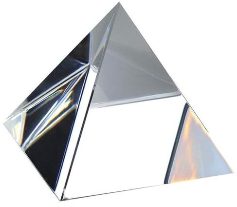 Transparent Quadrangular Pyramid 80mm, Clear Crystal Glass Pyramid Prism, Quadrangular Optical Glass for Home Decor