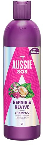 Aussie SOS Repair & Revive Shampoo 500ml to Leave Dry, Stressed and Damaged Hair Feeling Soft, Smooth and Hydrated, Protects Against Future Damage, Vegan, Infused with Australian Superfoods