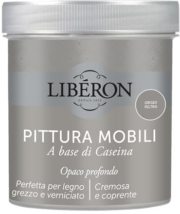 Libéron - Peinture Meubles à base de Caséine - Gris Feutre - 0,5 L