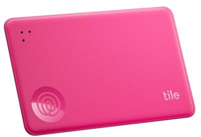 Tile by Life360 Slim (2024) - Wallet Finder, Bluetooth Tracker and Item Locator for Luggage Tags, Passports and More. Both iOS and Android Compatible. Phone Finder. 1-Pack (Pink Punch)