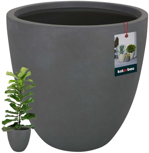 KOTARBAU® Macetero Decorativo Interior, Maceta Ø 36 cm, Fibreclay | Maceta Orquidea, Maceta de Pie, Macetero con Efecto Hormigón, Tiestos para Plantas Interior, 31 cm de Alto, Gris