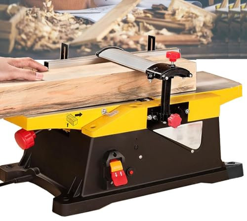 ZHJOPP 1800W Power Benchtop Planer, 12000r/min Electric Desktop Woodworking Planer, Multifunctional 6 inch Heavy Duty Wood Jointer Planer