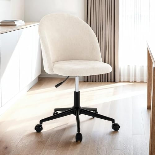 IDIMEX Bürodrehstuhl YENGA höhenverstellbar mit Stoffbezug, beige - Ergonomische Sitzfläche mit Rollen für Harte und weiche Böden - ideal für Home Office.