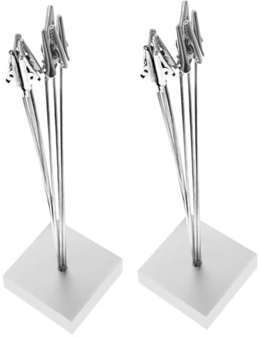 ARTIBETTER 2 Stück Fotoordner Memo Mit Platzhalter Drahtständer Kartenhalter Hochzeit Bildhalter Clip Tischnummer Menüständer Fotoständer Metall Silber