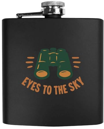 Azeeda 6oz (170ml) 'Eyes to The Sky Binoculars' Pocket Hip Flask (HP00039478)