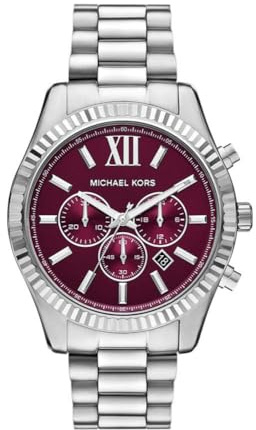 Michael Kors Lexington Herren 44MM Silberfarbene Edelstahluhr, MK9242